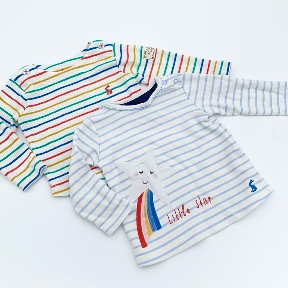 Joules 3-6 months baby long sleeve rainbow tee shirts organic cotton